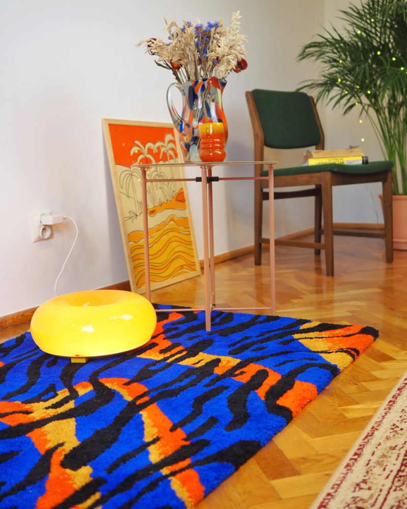 tuftowany dywan niebieska zebra